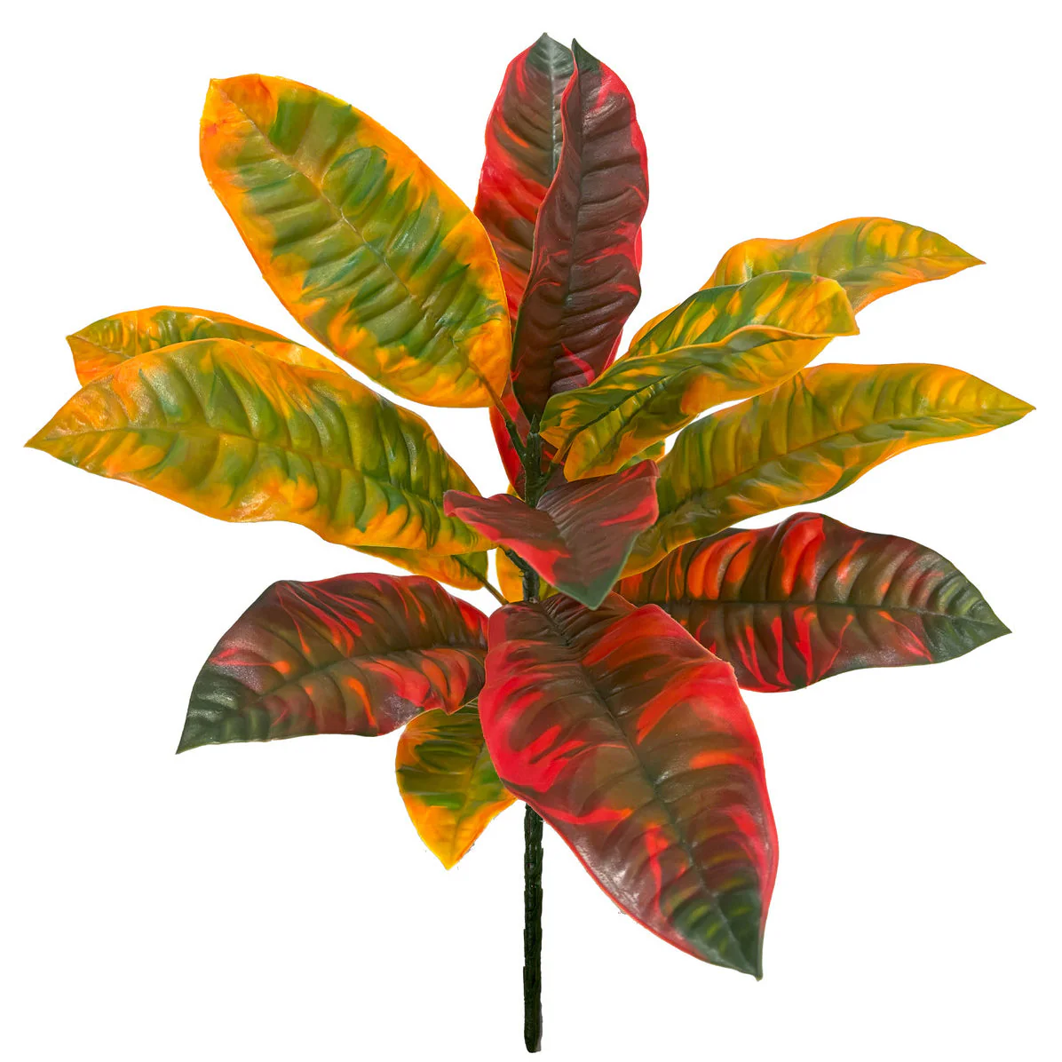20" Outdoor UV-Proof Artificial Croton Leaf Plant -Gold/Red (Pack of 4)