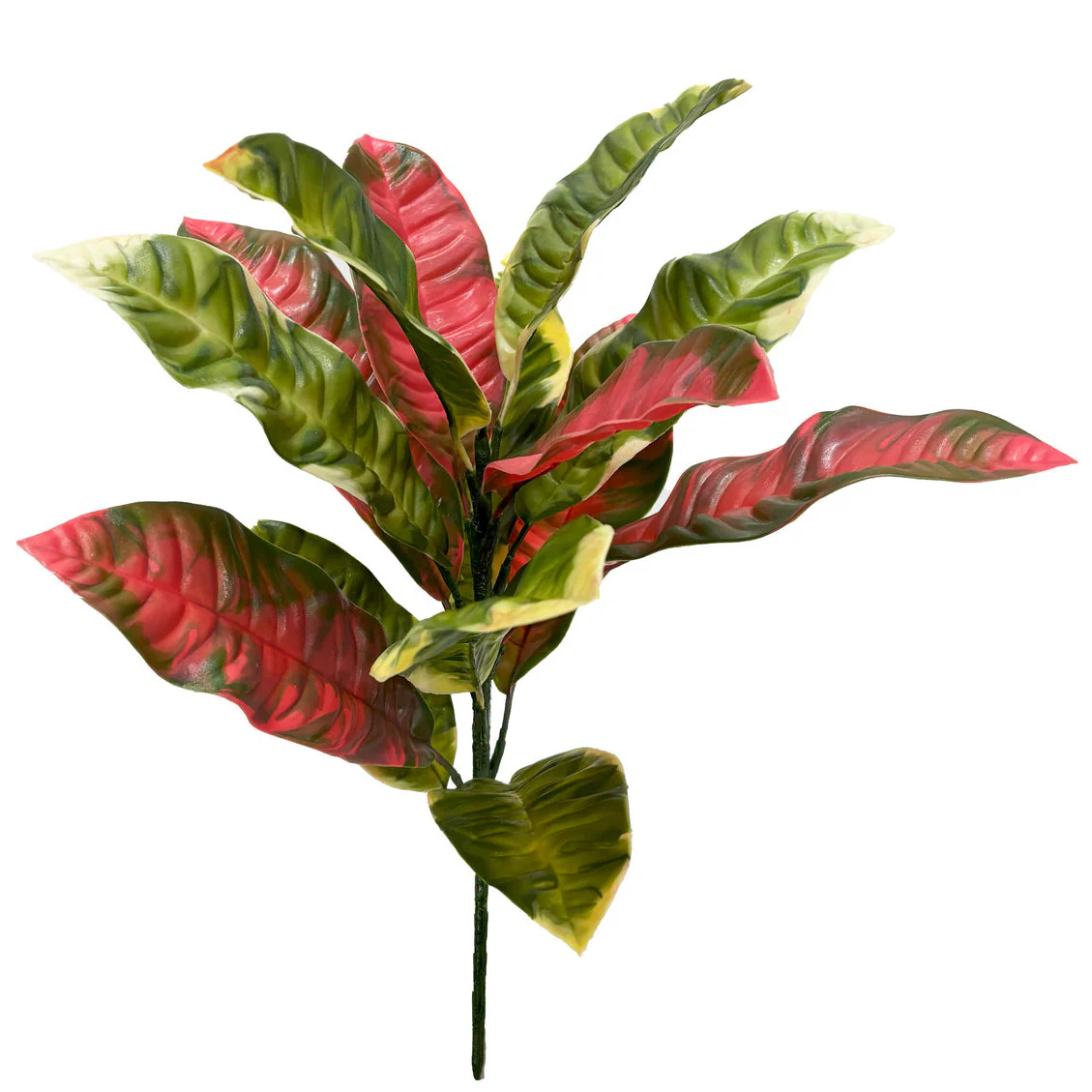 20" Outdoor UV-Proof Artificial Croton Leaf Plant -Pink/Green (Pack of 4)