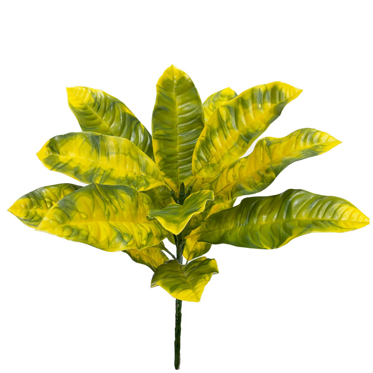 20" Outdoor UV-Proof Artificial Croton Leaf Plant -Yellow/Green (Pack of 4)