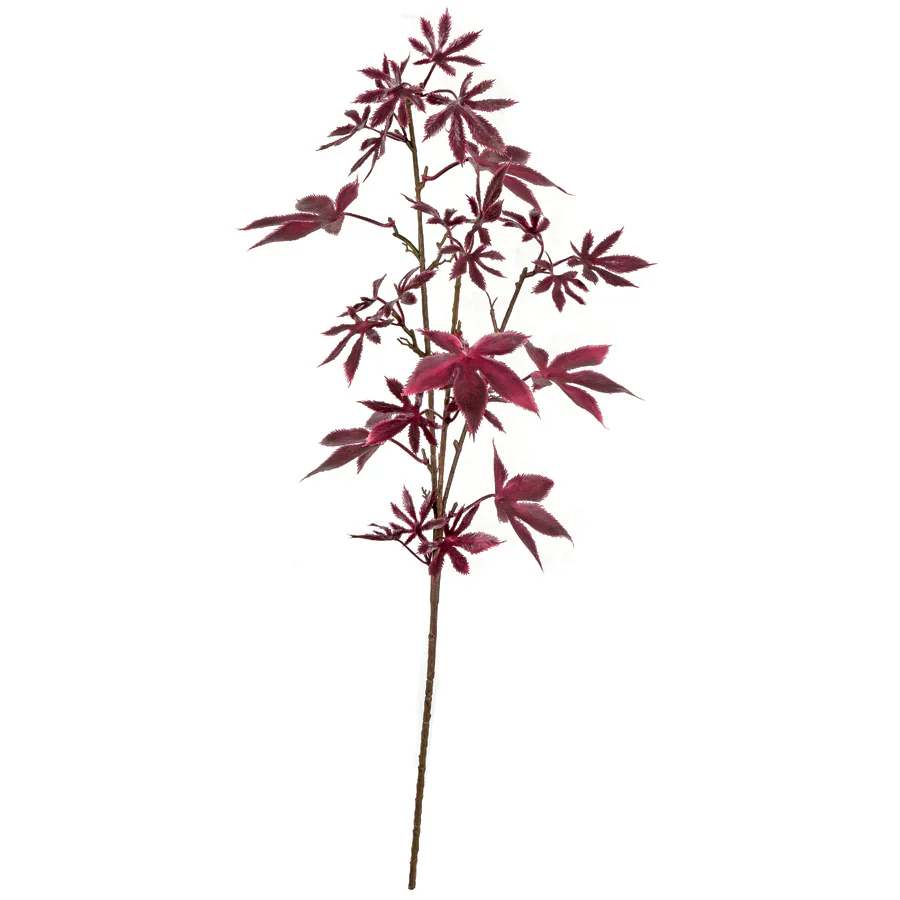 20" Outdoor UV-Proof Artificial Maple Leaf Stem -Burgundy (Pack of 12)