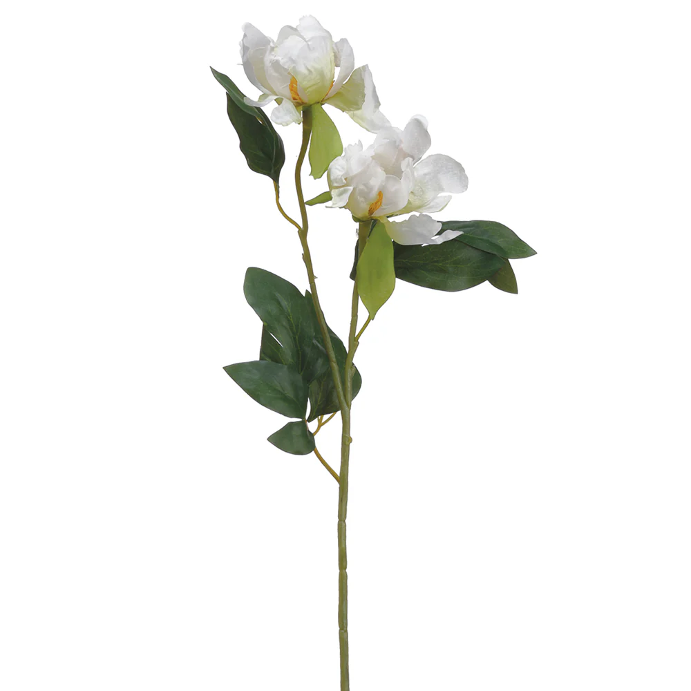 20" Peony Silk Flower Stem -White (Pack of 12)