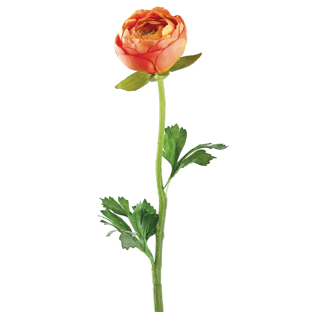 20" Ranunculus Faux Flower Stem -Orange (Pack of 12)