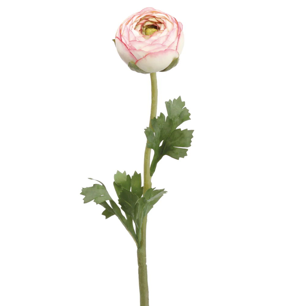 20" Ranunculus Faux Flower Stem -Pink/Cream (Pack of 12)