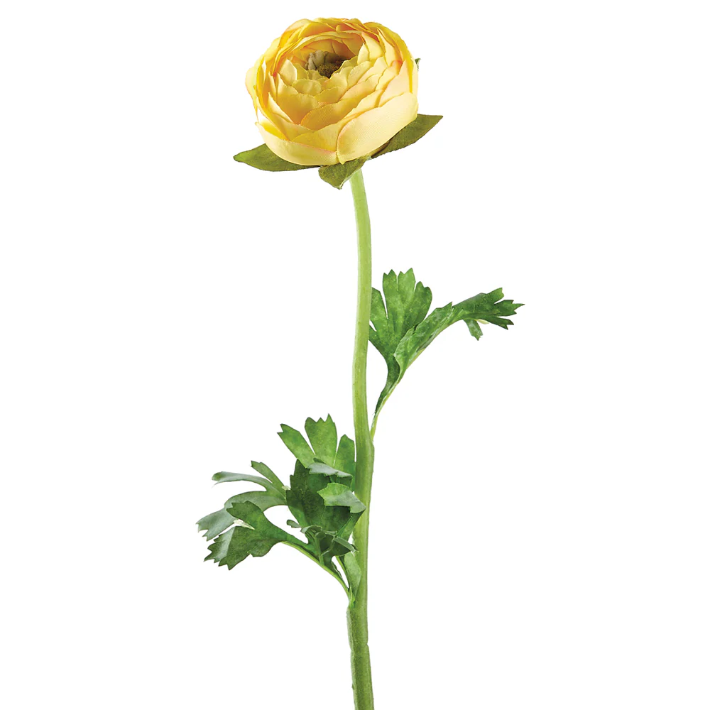 20" Ranunculus Faux Flower Stem -Yellow (Pack of 12)