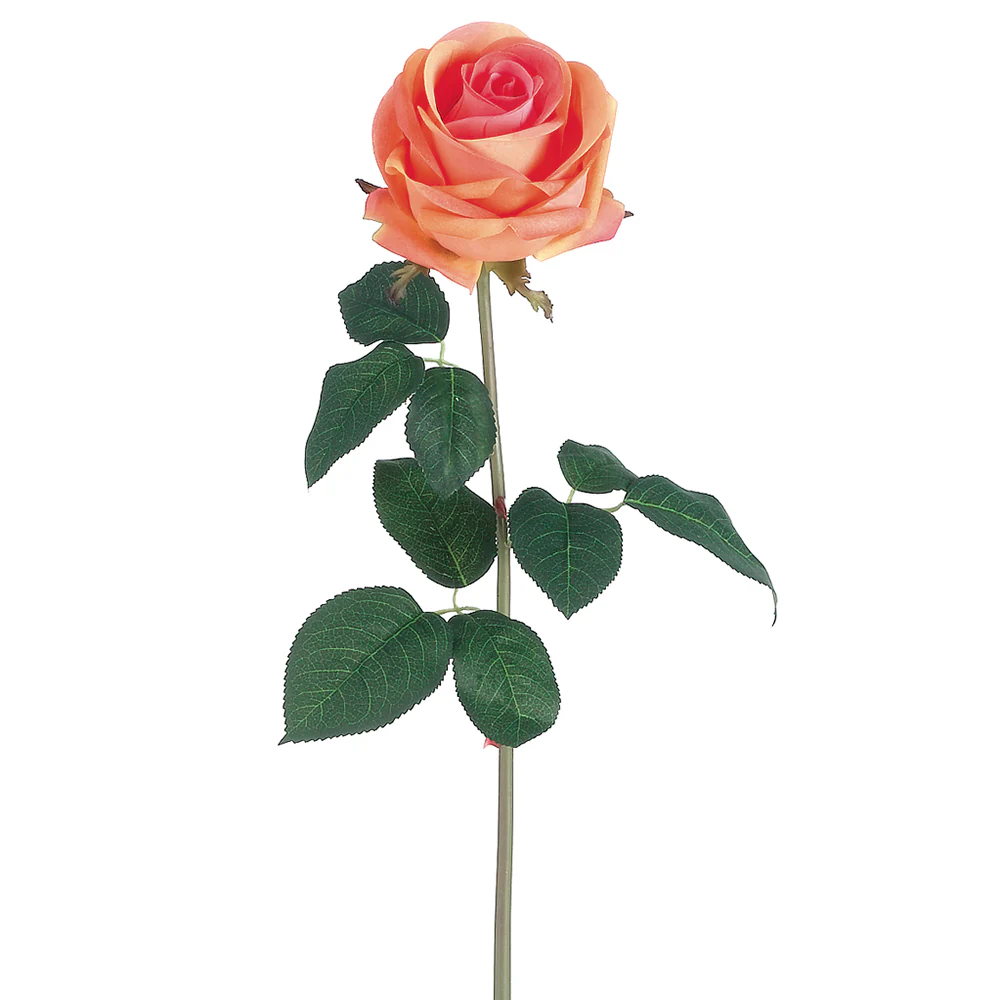 20" Real Touch Rose Silk Flower Stem -Peach (Pack of 12)