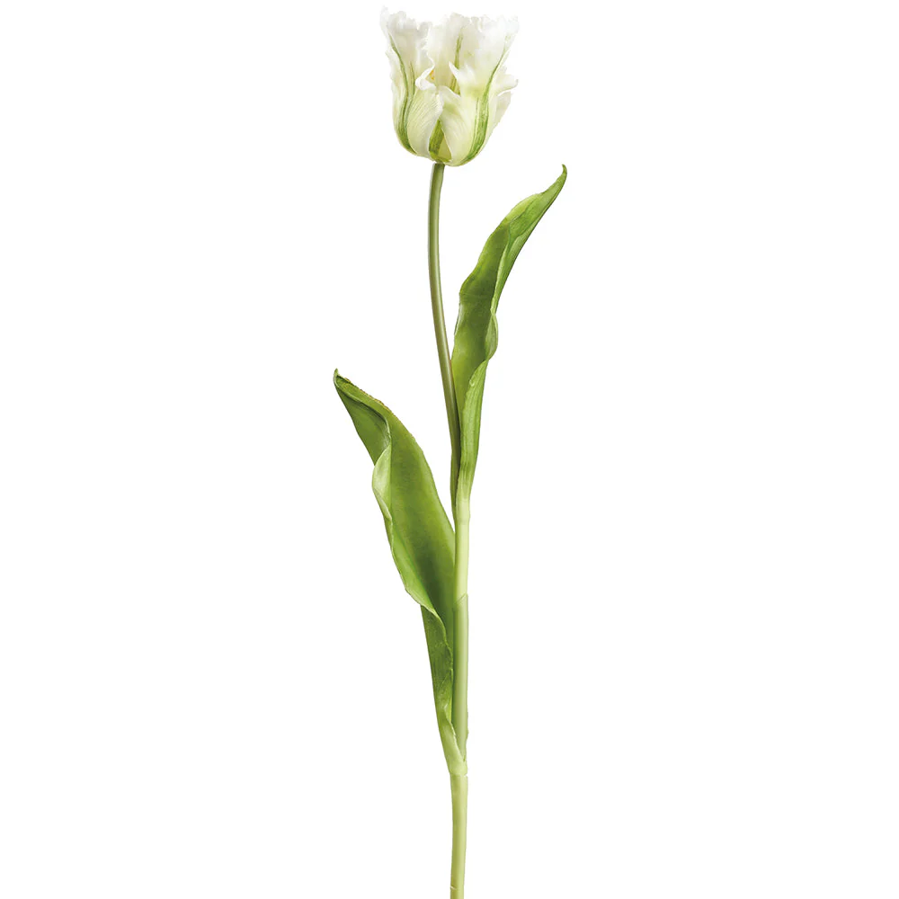 20" Real Touch Tulip Silk Flower Stem -Cream/Green (Pack of 12)