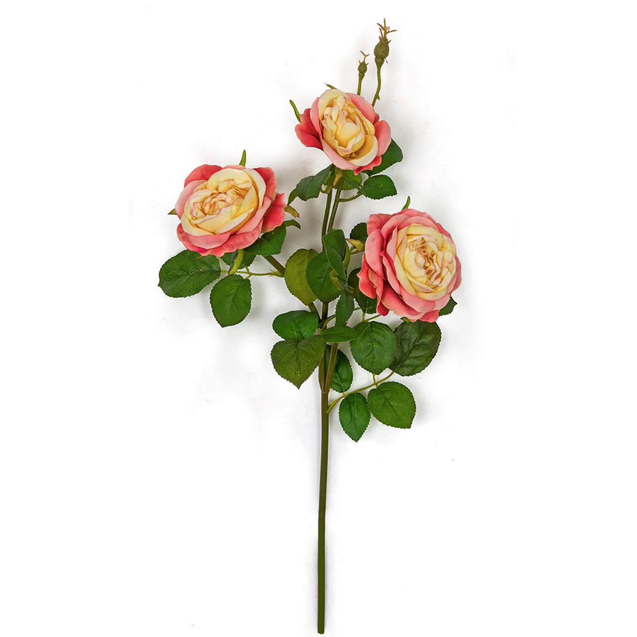 20" Rose Silk Flower Stem -Coral/Yellow (Pack of 12)