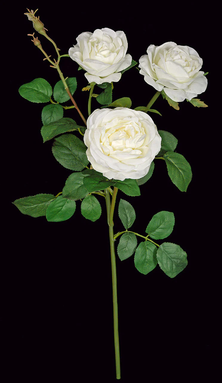 20" Rose Silk Flower Stem -White (Pack of 12) - Image 2
