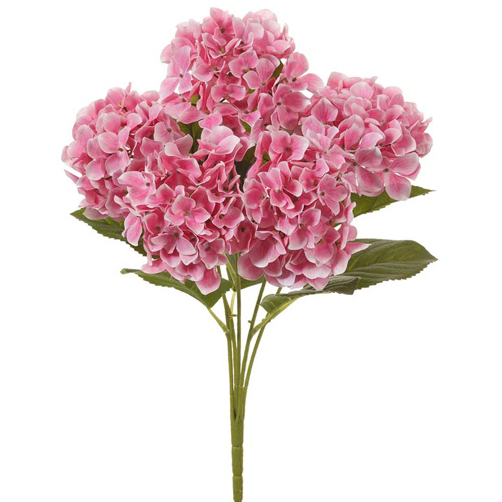 20" Silk Hydrangea Flower Bush -Pink (Pack of 12)