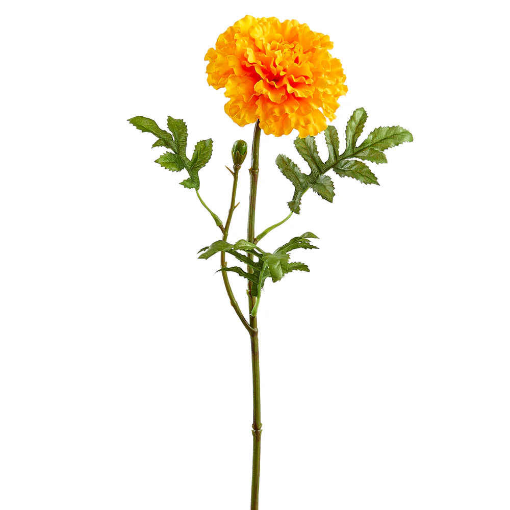 20" Silk Marigold Flower Stem -Orange (Pack of 12)