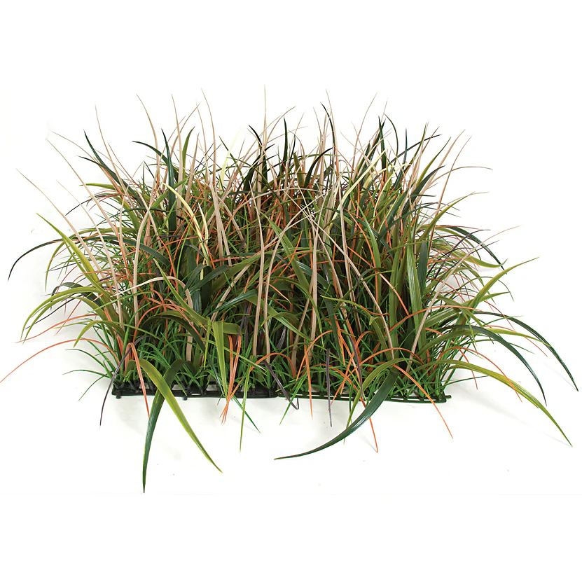 20"x20"x14" Outdoor UV-Proof Artificial Meadow Grass Mat -Green/Beige (Pack of 2)