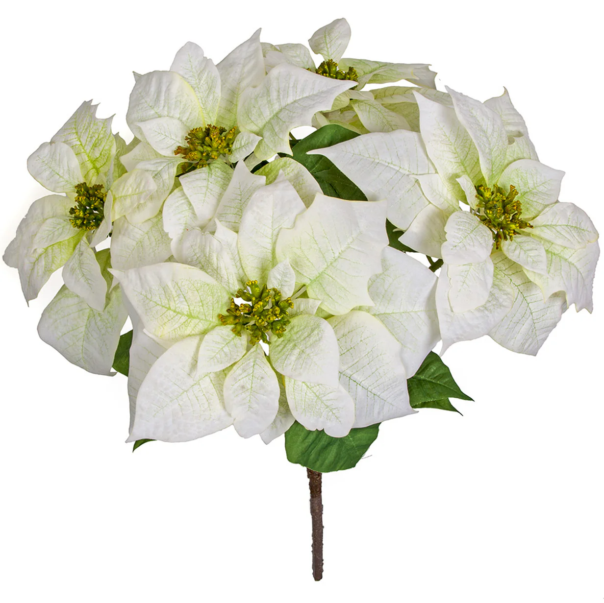 21.5" Artificial Poinsettia Flower Bush -White (Pack of 6)