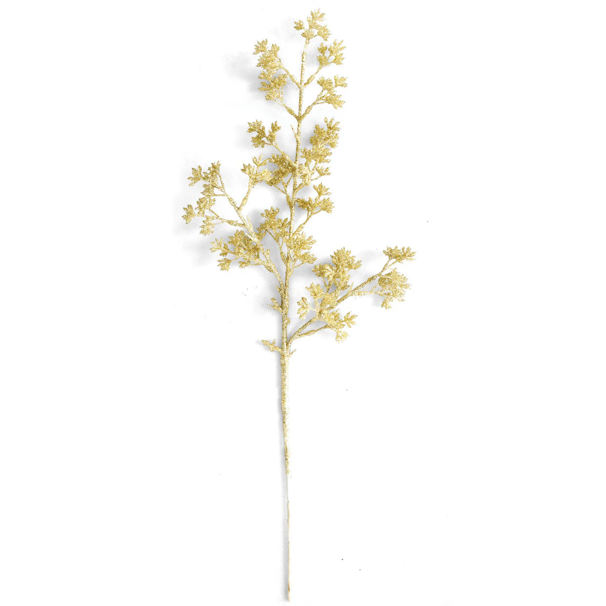 21.5" Glittered Artificial Eucalyptus Leaf Stem -Platinum/Gold (Pack of 24)