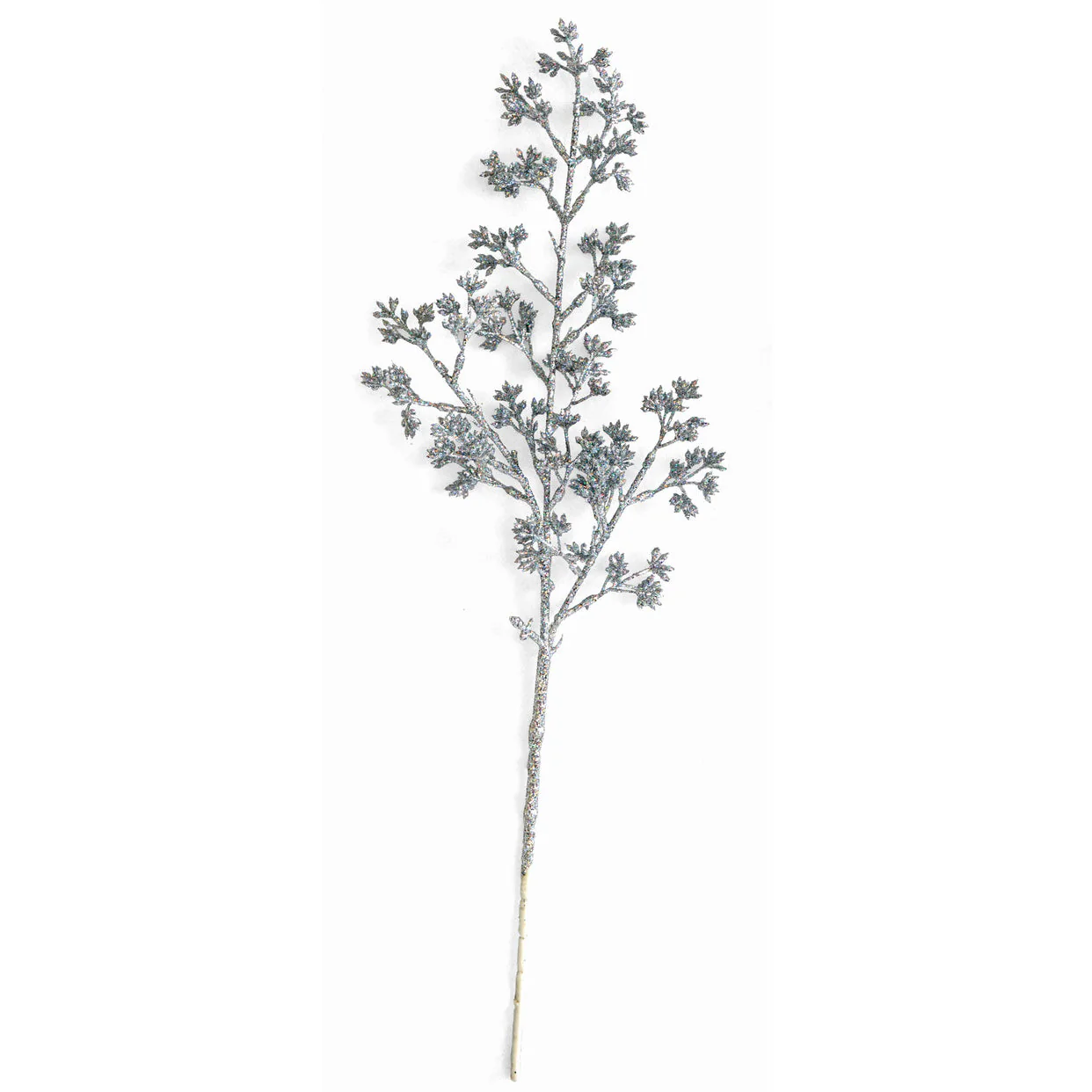 21.5" Glittered Artificial Eucalyptus Leaf Stem -Silver (Pack of 24)