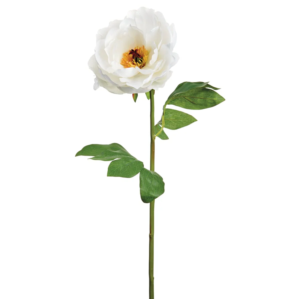 21.5" Peony Silk Flower Stem -White (Pack of 12)