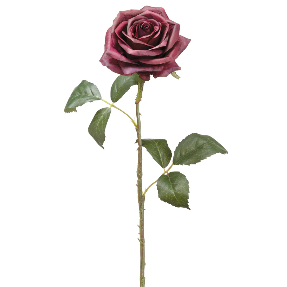 21.5" Silk Rose Flower Spray -Eggplant (Pack of 12)