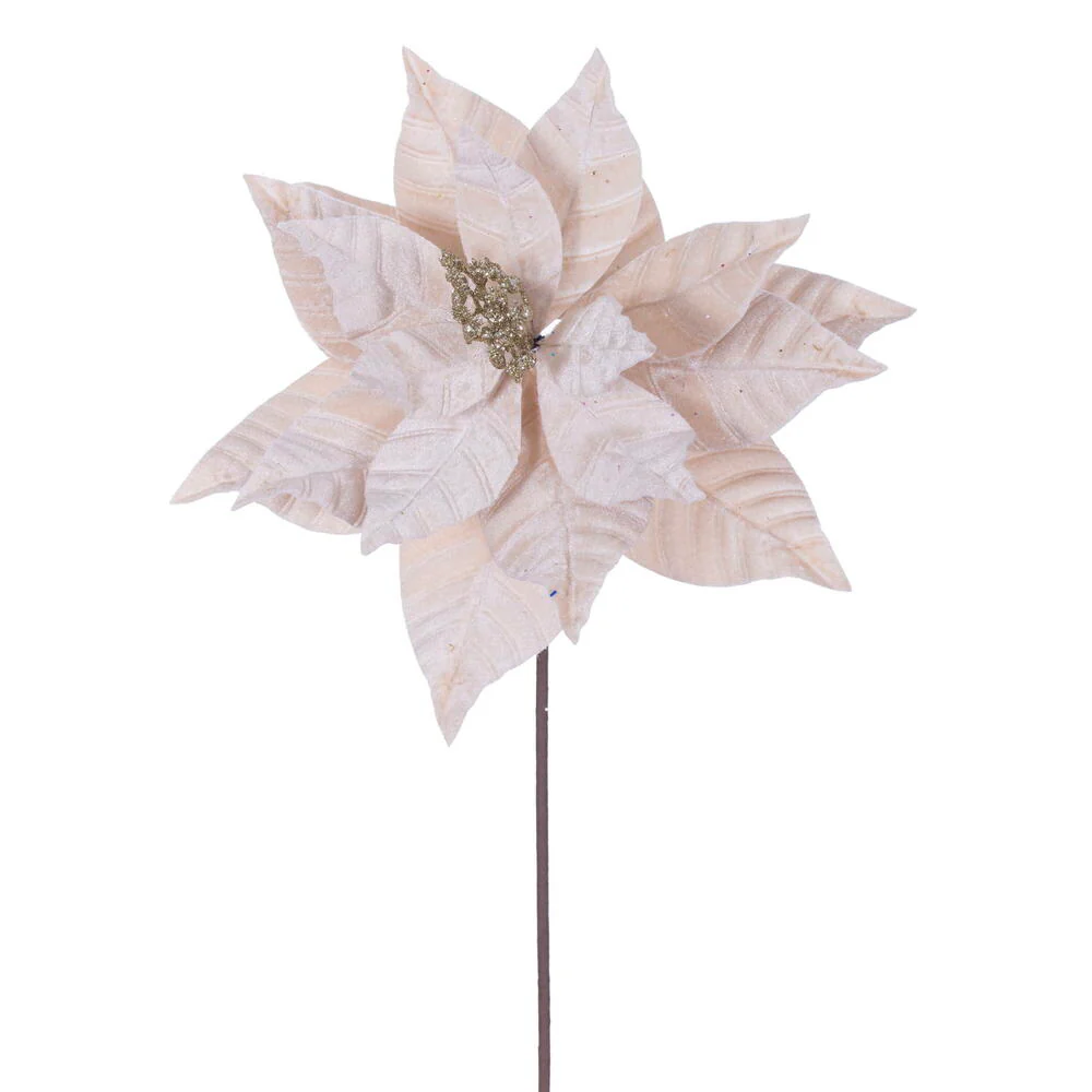 21.5"Hx12"W Artificial Poinsettia Flower Stem -Champagne (Pack of 12)