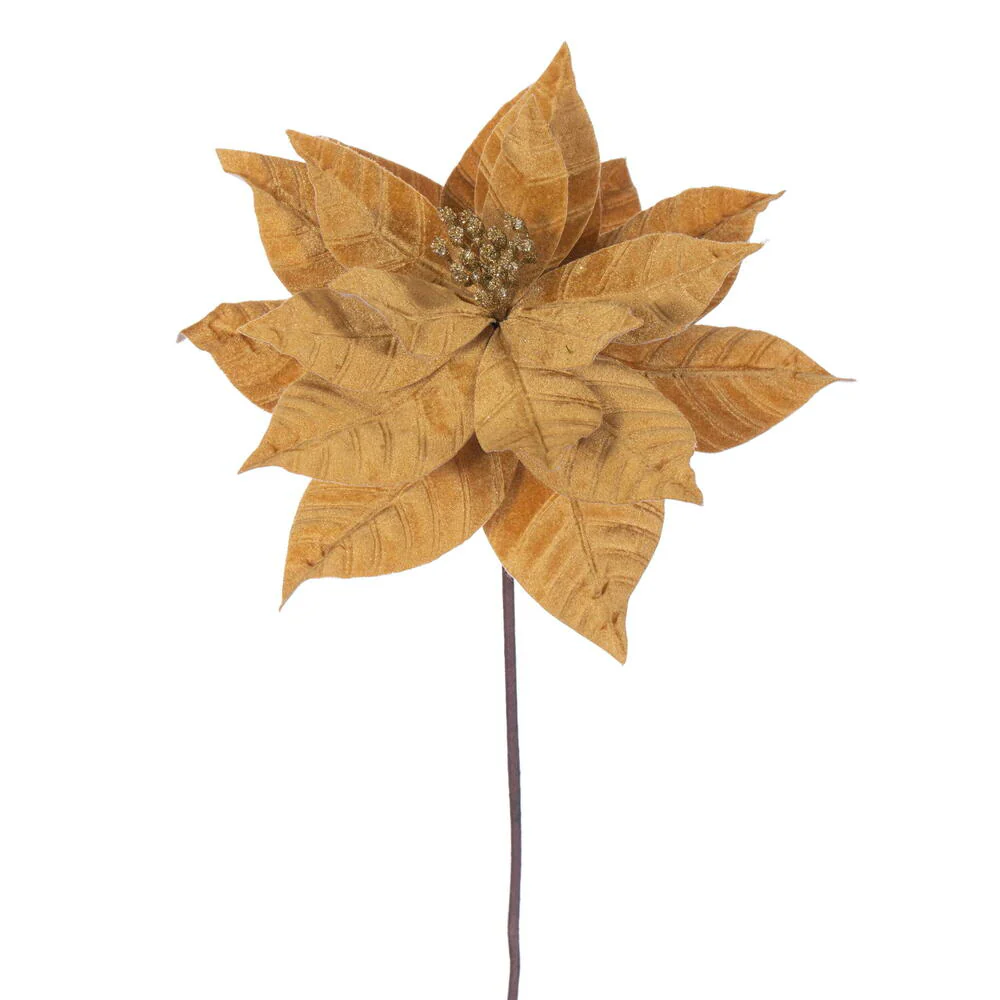21.5"Hx12"W Artificial Poinsettia Flower Stem -Gold (Pack of 12)