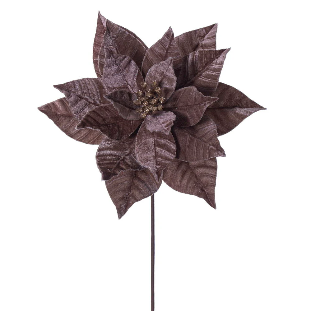 21.5"Hx12"W Artificial Poinsettia Flower Stem -Mocha (Pack of 12)