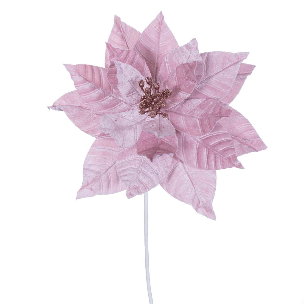 21.5"Hx12"W Artificial Poinsettia Flower Stem -Pink (Pack of 12)