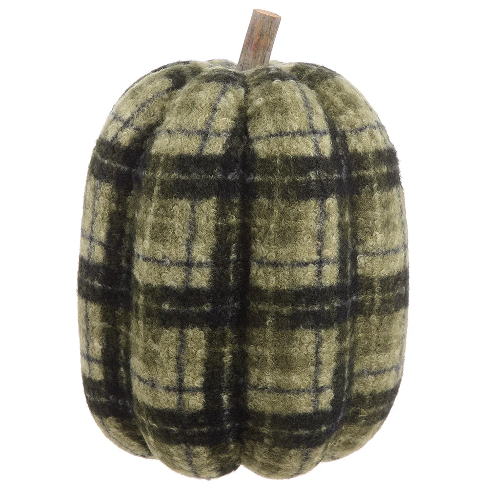 21.5"Hx14.9"W Artificial Plaid Pumpkin -2 Tone Green (Pack of 2)