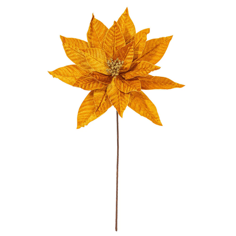 21.5"Hx18"W Artificial Poinsettia Flower Stem -Gold (Pack of 6)