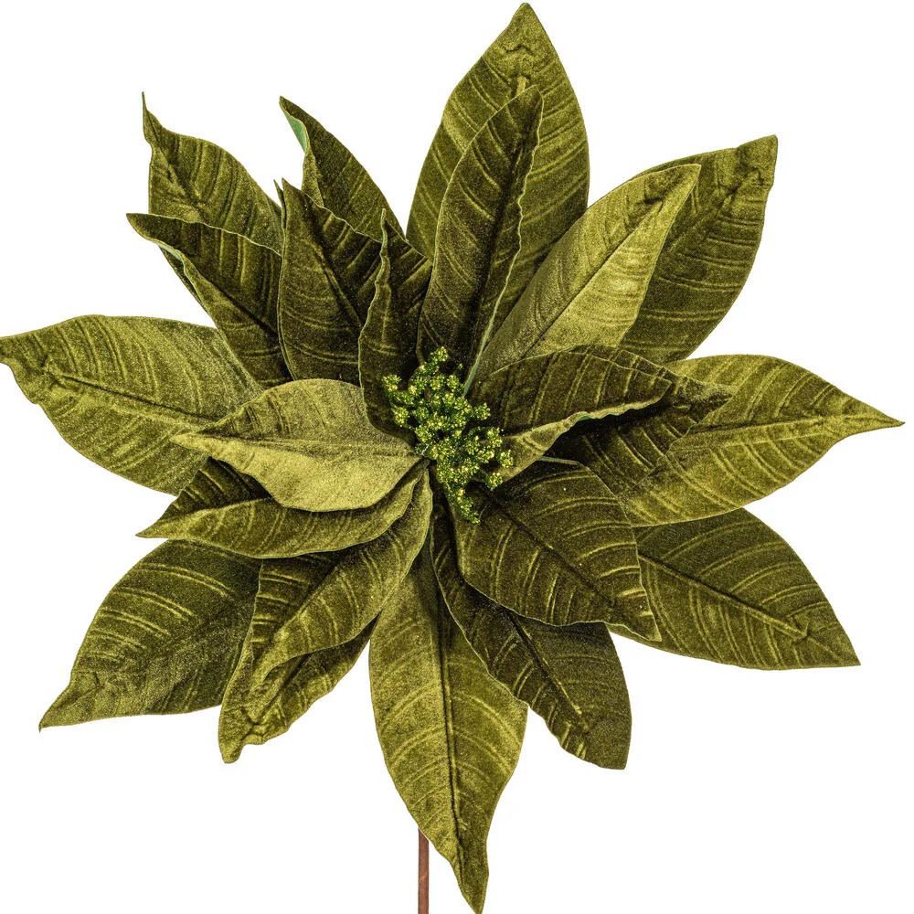 21.5"Hx18"W Artificial Poinsettia Flower Stem -Lime (Pack of 6) - Image 2