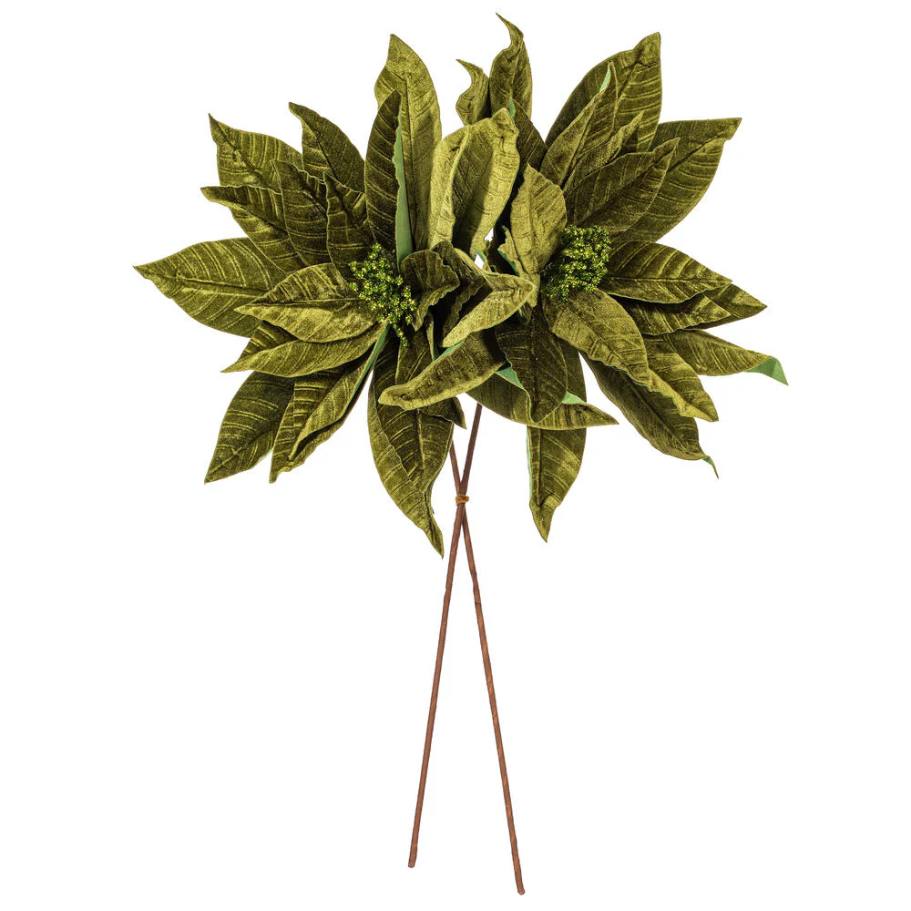 21.5"Hx18"W Artificial Poinsettia Flower Stem -Lime (Pack of 6) - Image 4