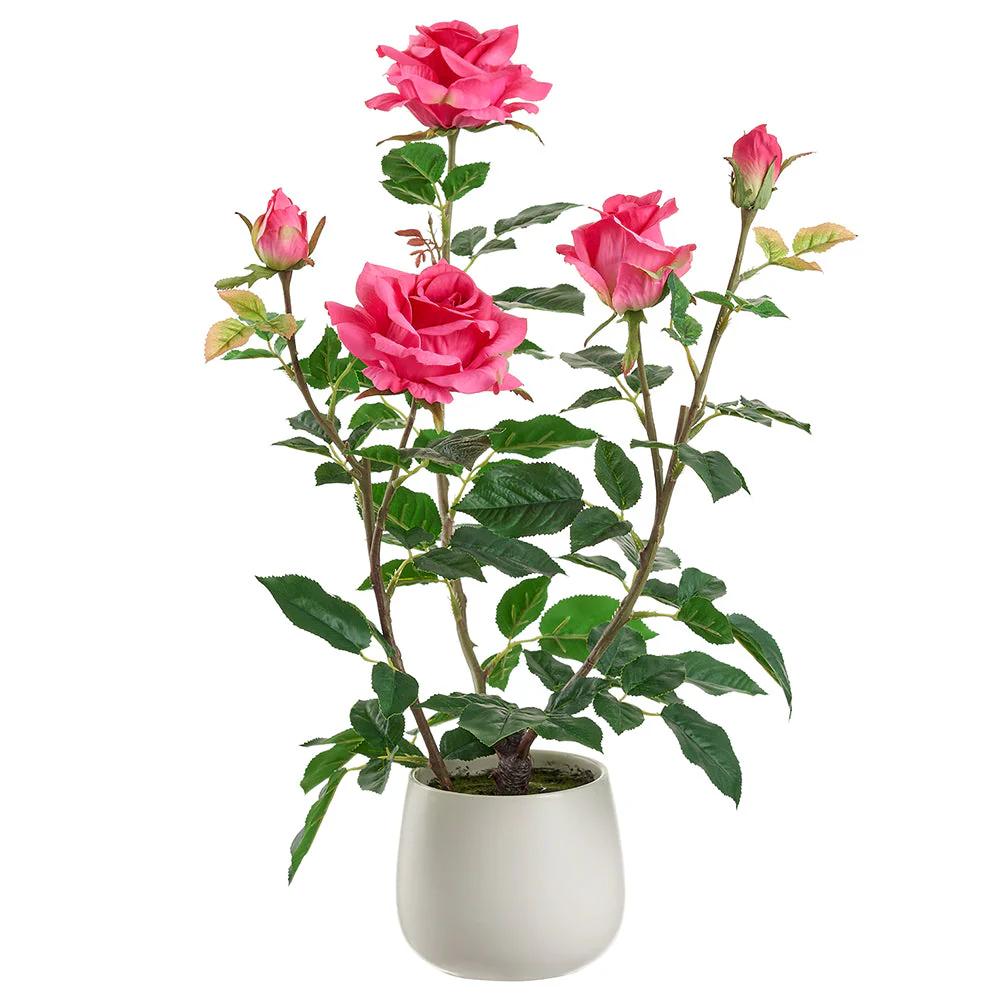 21.6" Rose Silk Flower Arrangement w/Ceramic Vase -Rose