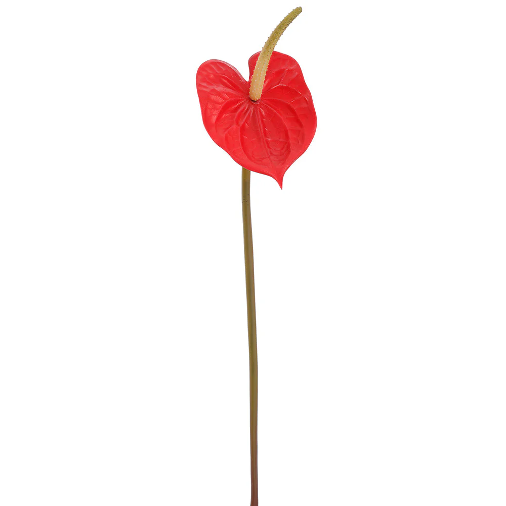 21" Anthurium Silk Flower Stem -Red (Pack of 12)
