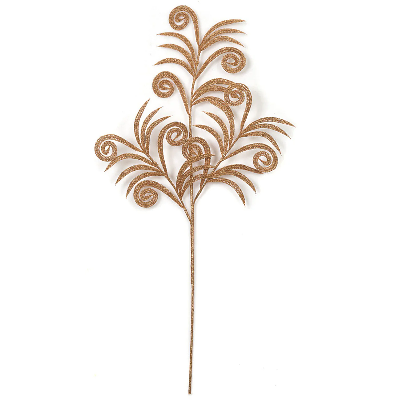 21" Glittered Artificial Peacock Leaf Stem -Copper (Pack of 12)