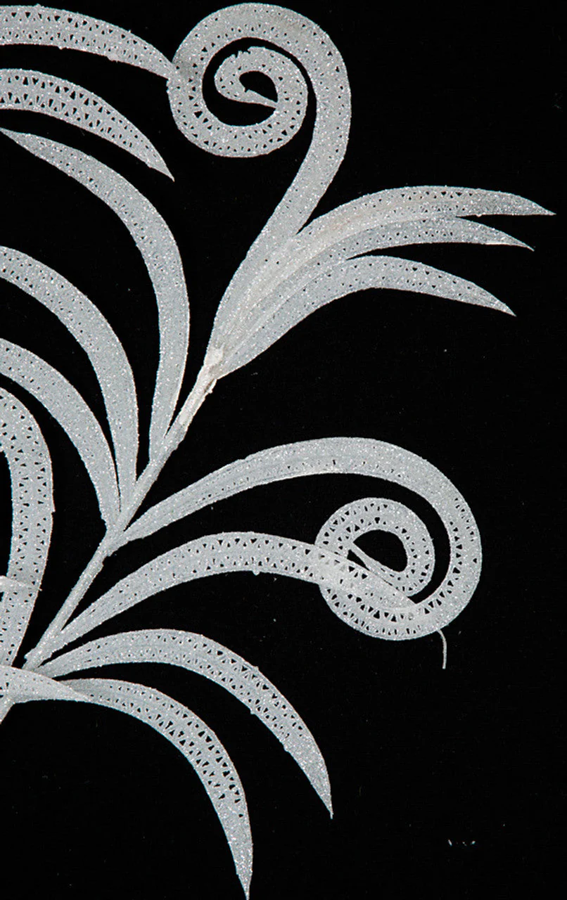 21" Glittered Artificial Peacock Leaf Stem -White (Pack of 12) - Image 2