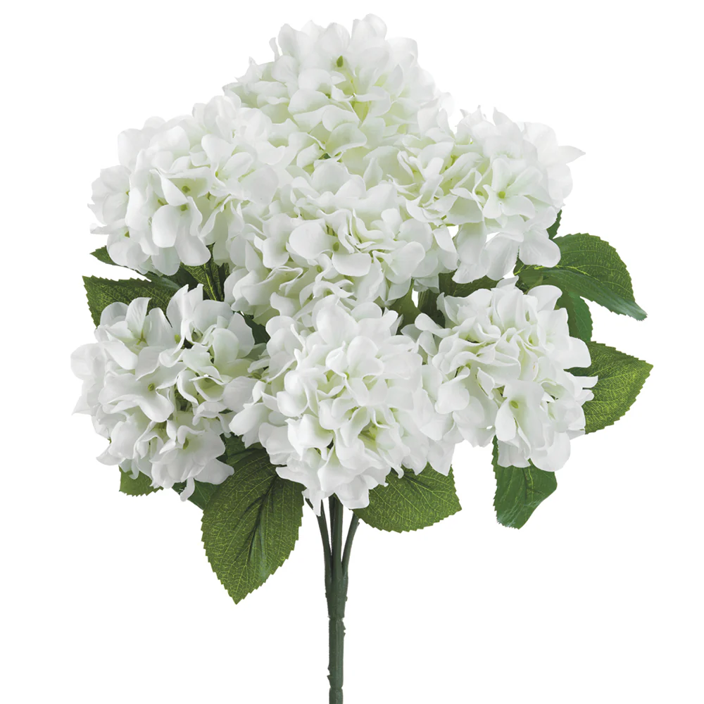 21" Hydrangea Silk Flower Bush -White (Pack of 12)