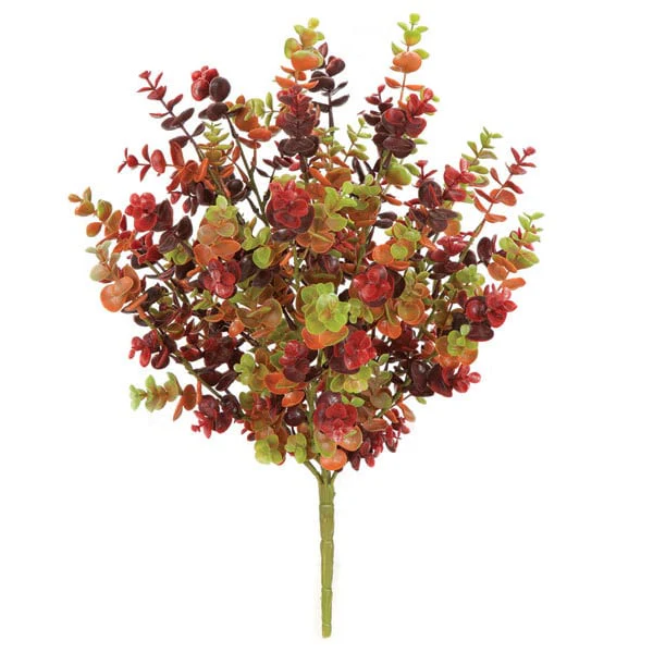 21" Outdoor UV-Proof Artificial Eucalyptus Plant -Red/Rust (Pack of 6)