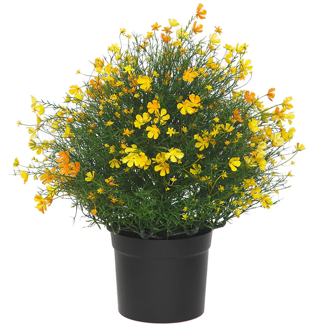 21" Outdoor UV-Resistant Artificial Baby's Breath Flower Plant w/Pot -Yellow/Orange (Pack of 2)