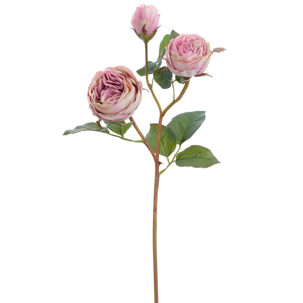 21" Real Touch Rose Silk Flower Stem -Lavender/Green (Pack of 12)