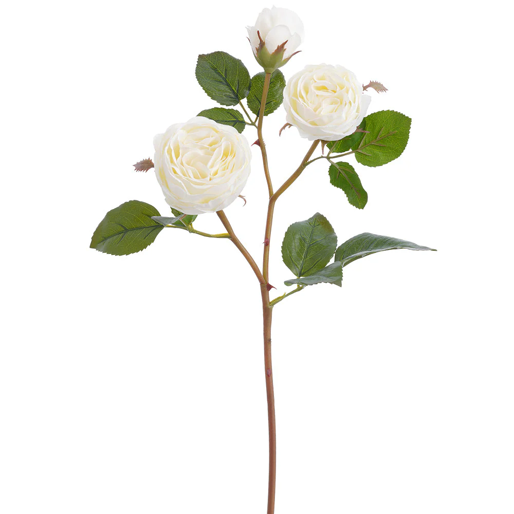 21" Real Touch Rose Silk Flower Stem -White (Pack of 12)