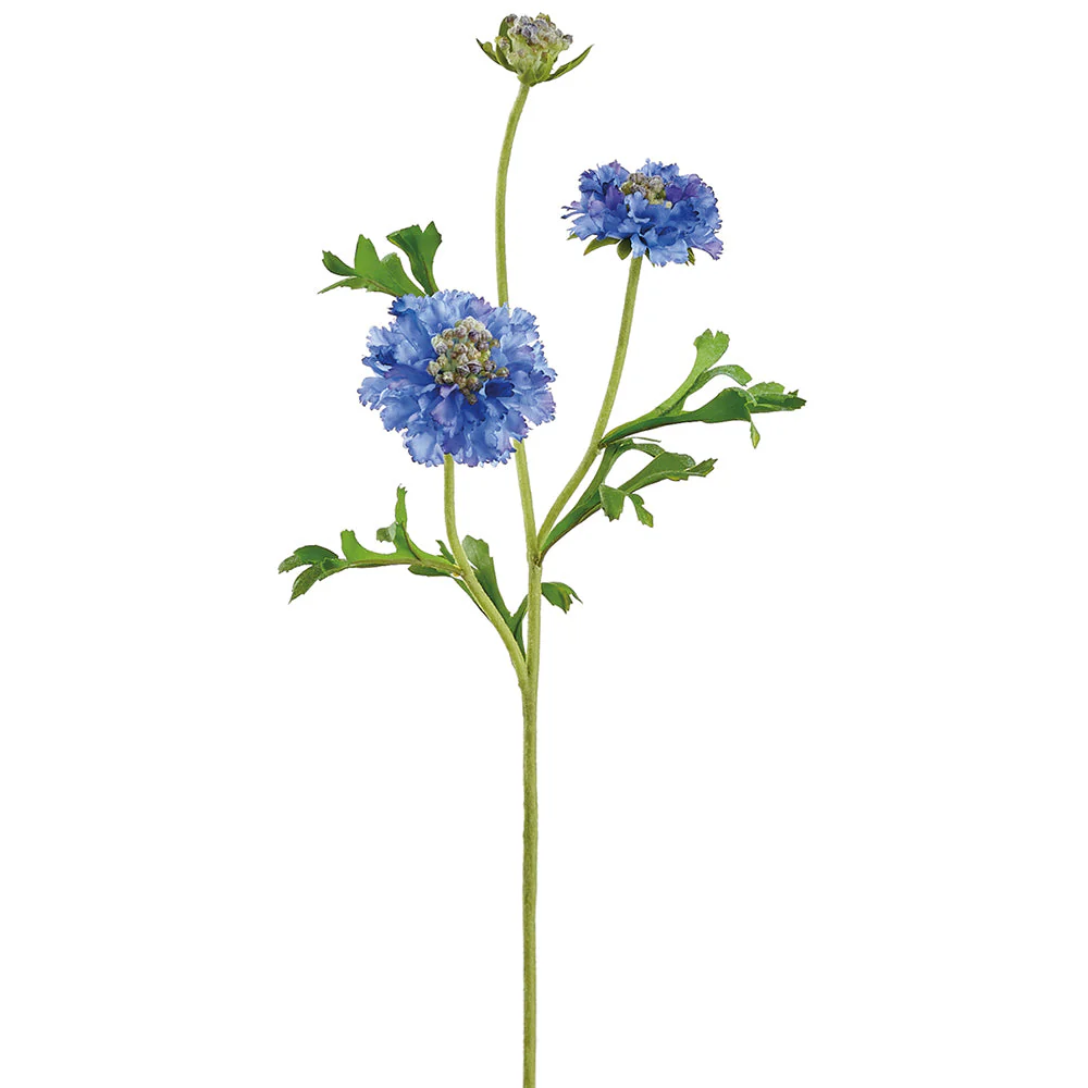 21" Scabiosa Silk Flower Stem -Purple/Blue (Pack of 12)