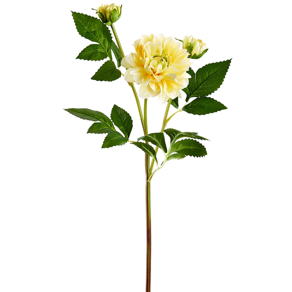 21" Silk Dahlia Flower Stem -Soft Yellow (Pack of 12)