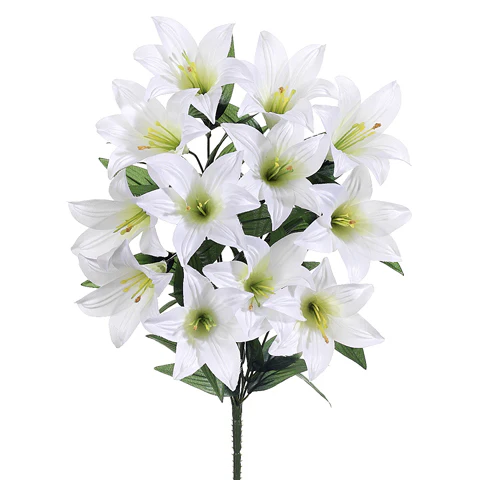 21" Silk Easter Lily Flower Bush -White (Pack of 12)