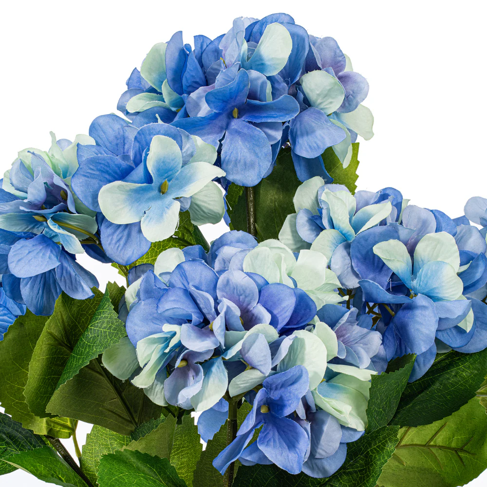 21" Silk Hydrangea Flower Bush -Blue (Pack of 4) - Image 2