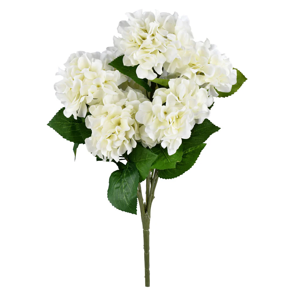 21" Silk Hydrangea Flower Bush -White (Pack of 4)