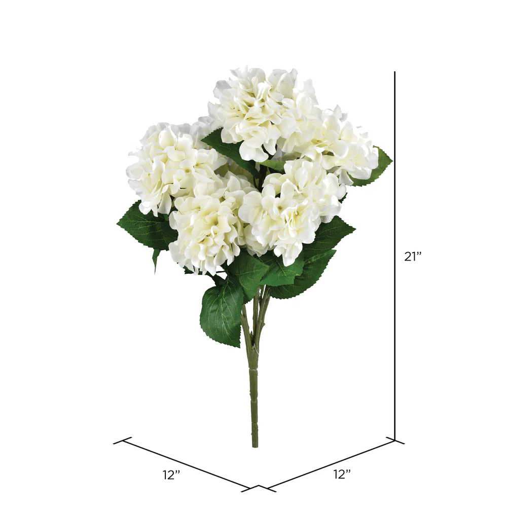 21" Silk Hydrangea Flower Bush -White (Pack of 4) - Image 2