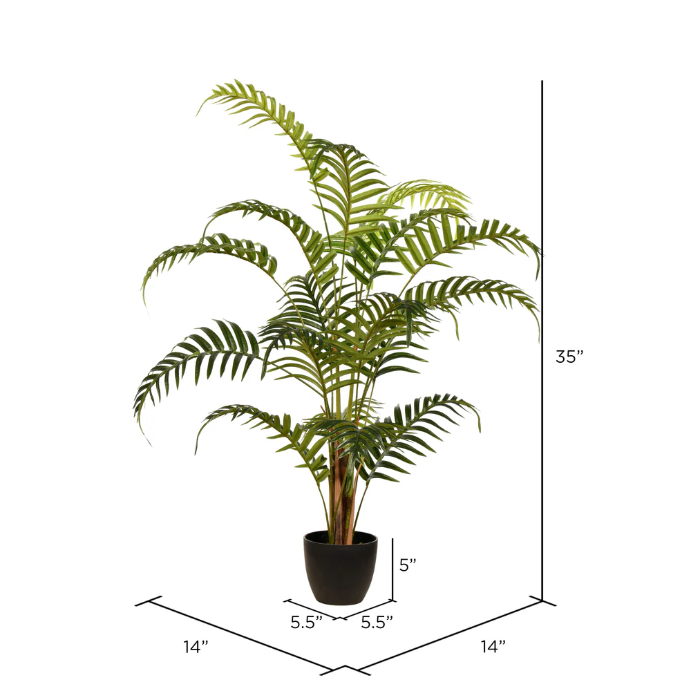 2'11" Real Touch Fern Palm Silk Tree w/Plastic Pot -Green - Image 3