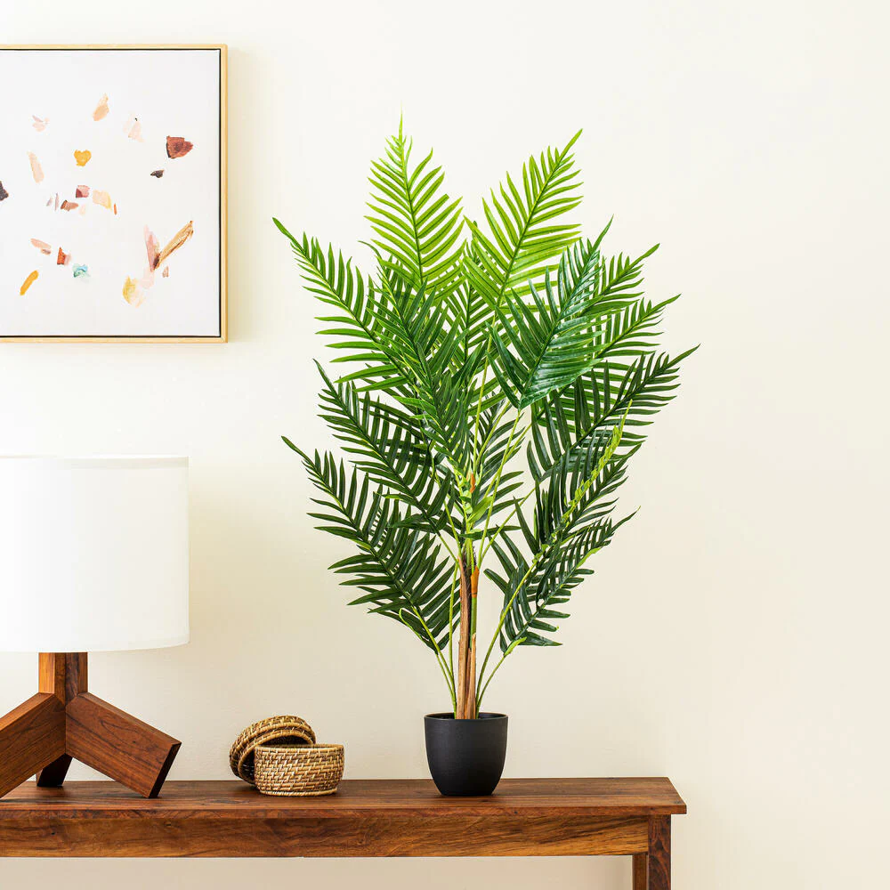 2'11" Real Touch Fern Palm Silk Tree w/Plastic Pot -Green - Image 9