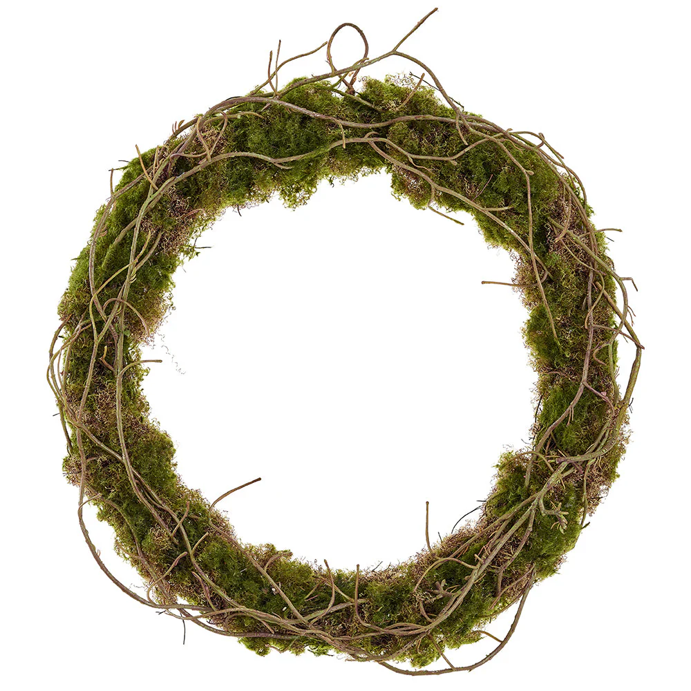 22" Artificial Moss Wreath -Green (Pack of 4)