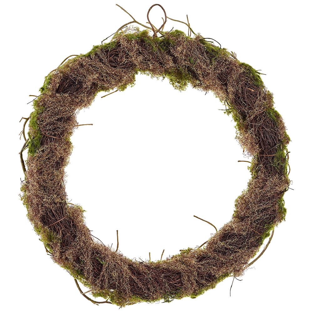 22" Artificial Moss Wreath -Green (Pack of 4) - Image 2