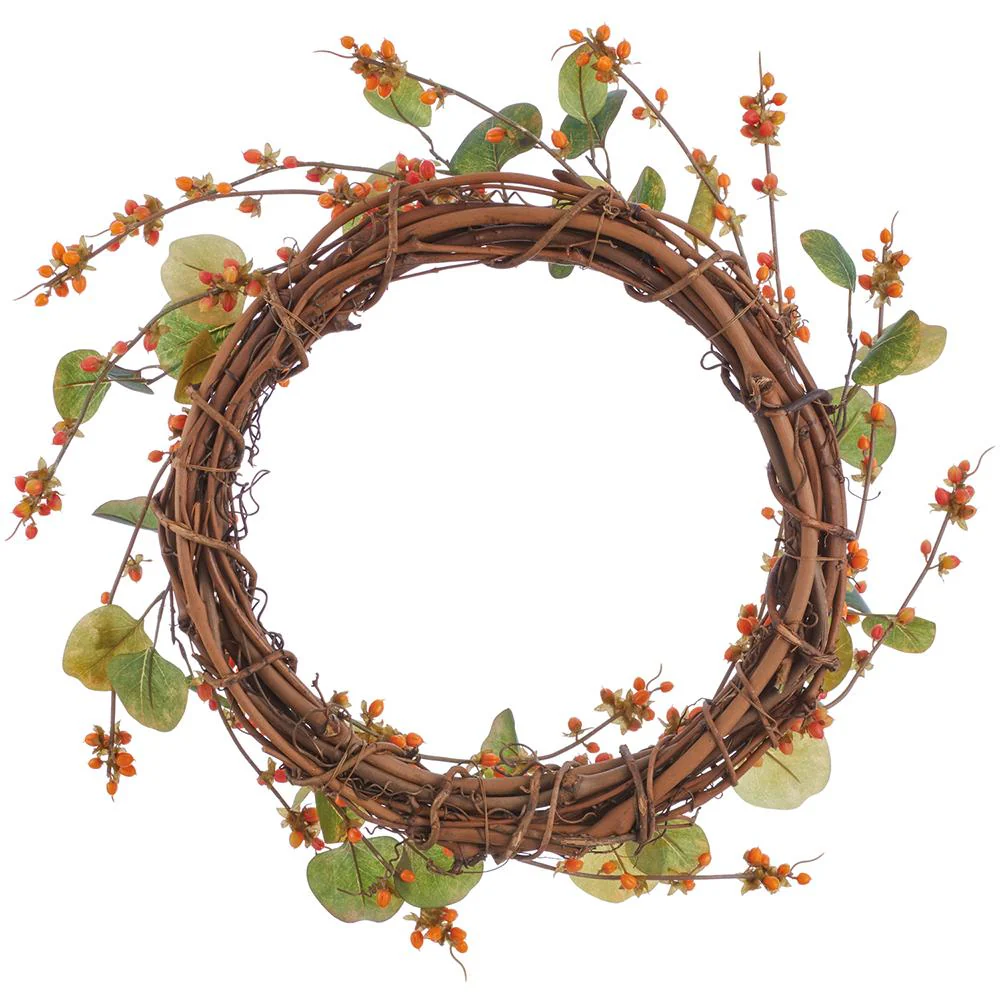 22" Bittersweet Berry Artificial Wreath -Orange - Image 2