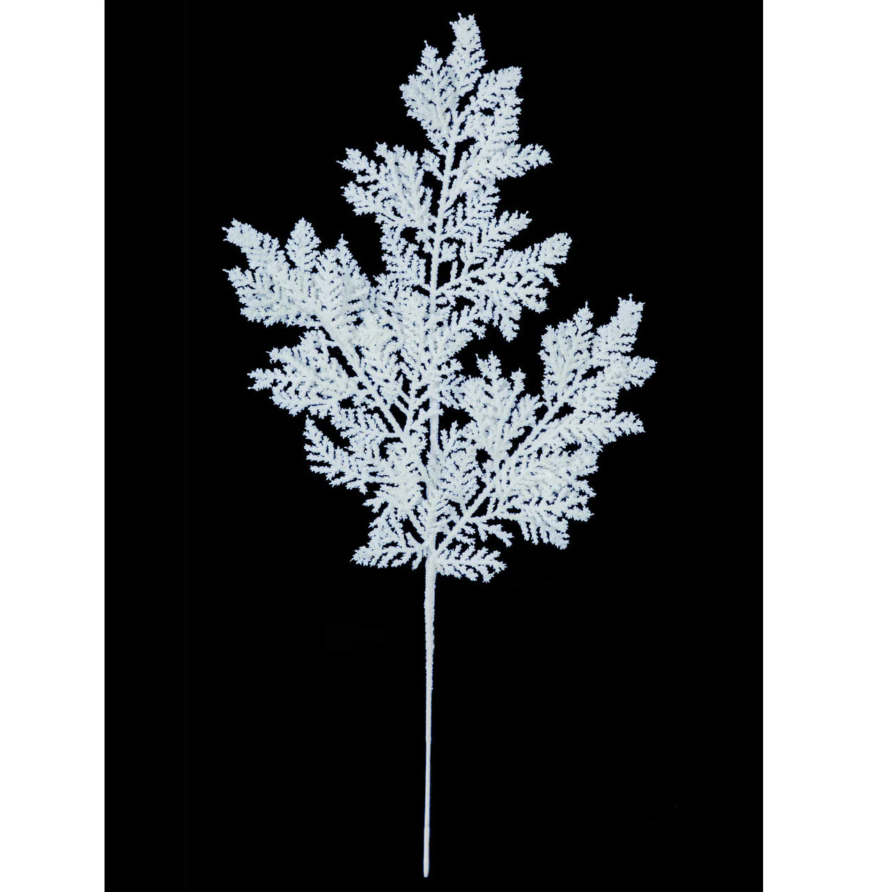 22" Flocked Artificial Cedar Stem -White (Pack of 36)