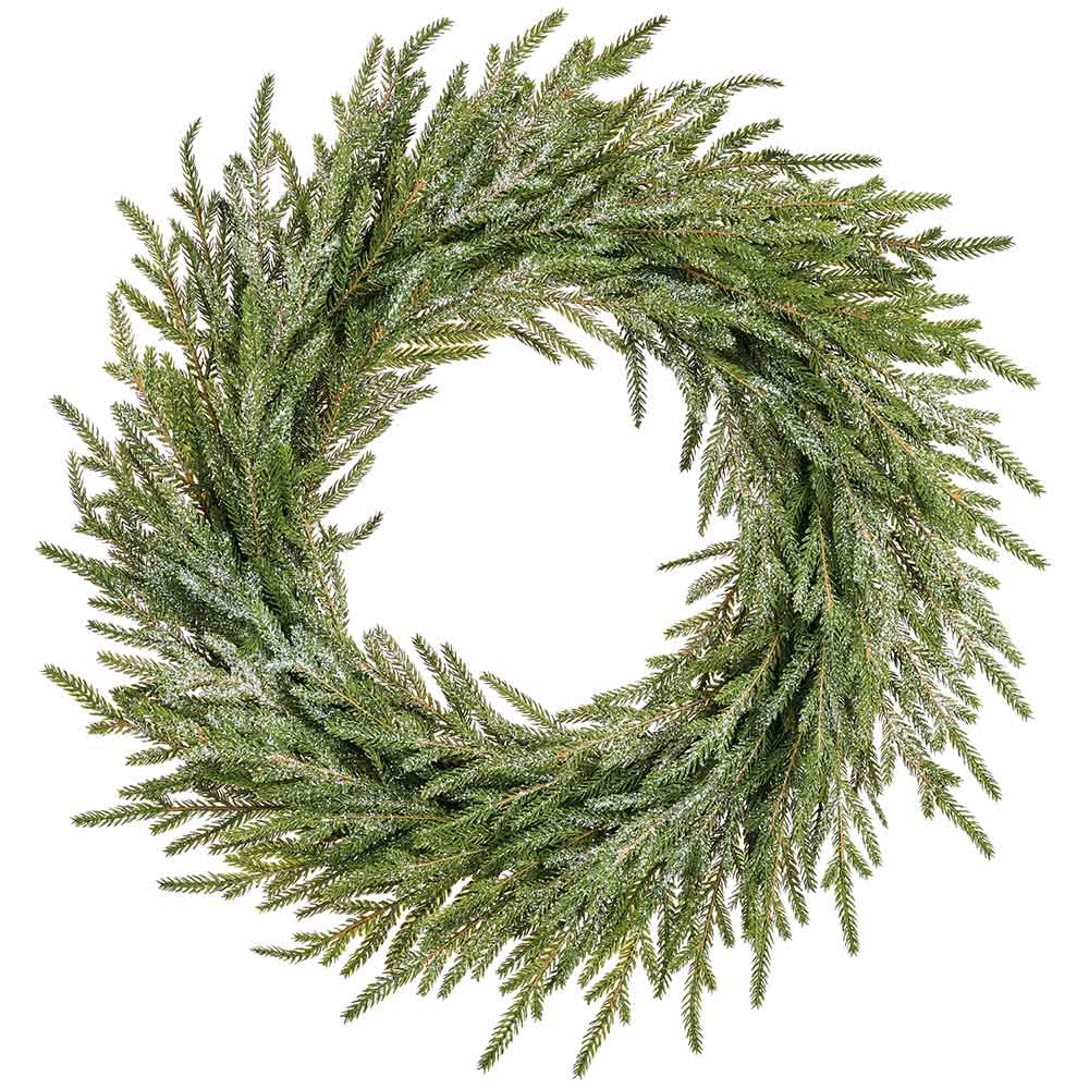 22" Glittered Artificial Cypress Wreath -Green (Pack of 2)